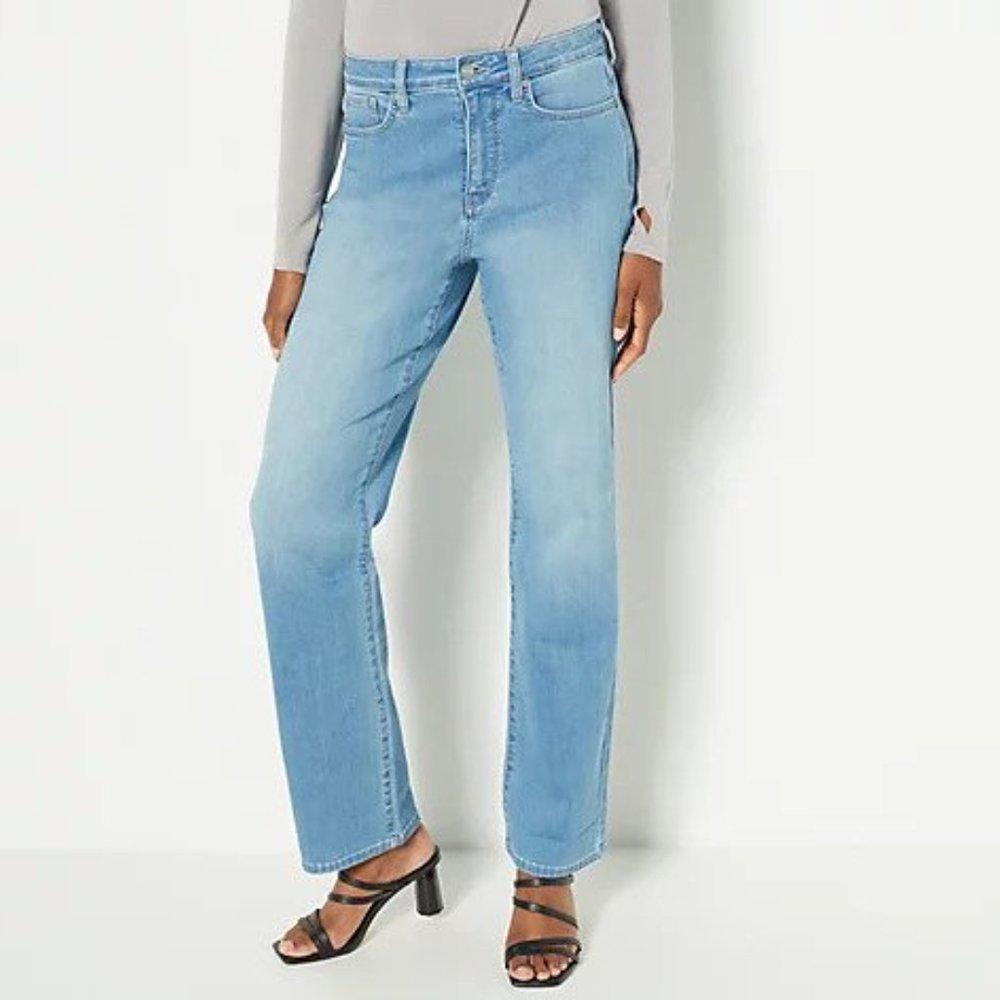 NYDJ High Rise Relaxed Straight Jeans -Color: Clean Brooke